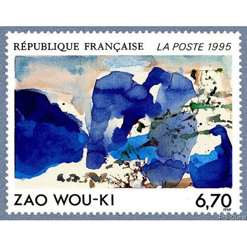 Art : Oeuvre Originale De Zao Wou-Ki Année 1995 N° 2928 Yvert Et Tellier Luxe