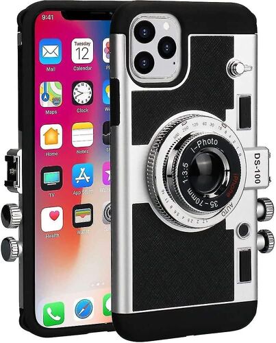 Étui de téléphone compatible avec iphone 13 Pro Max Camera Case Vintage Cover Mignon 3d Cool Unique Design Silicone Case avec cordon de sangle de cou amovible pour
