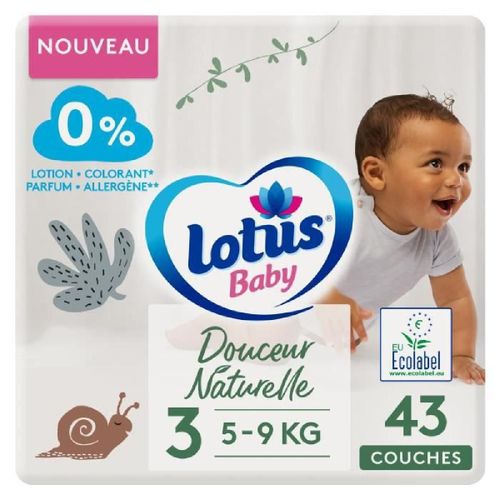 Lotus Baby Couches Douceur Naturelle Taille 3 - 5 A 9 Kg - Le Paquet De 43 Couches