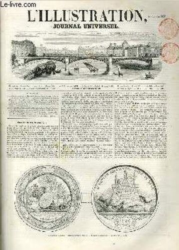 L'illustration Journal Universel N° 413-Une Médaille Historique. ¿ Histoire De La Semaine. ¿ Courrier De Paris,¿Les Anciens Cafés De Paris. ¿ La Boucherie Parisienne Et La Criée. ¿ Histoire ...