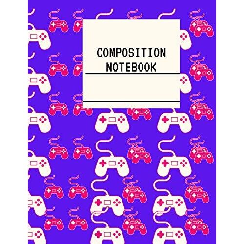 Composition Notebook: Pink And White Gamer Game Controller Theme / Wide Ruled Notebook Paper For Kids / Large Writing Journal For Homework - Notes - ... To School For Boys Girls Children Paperback