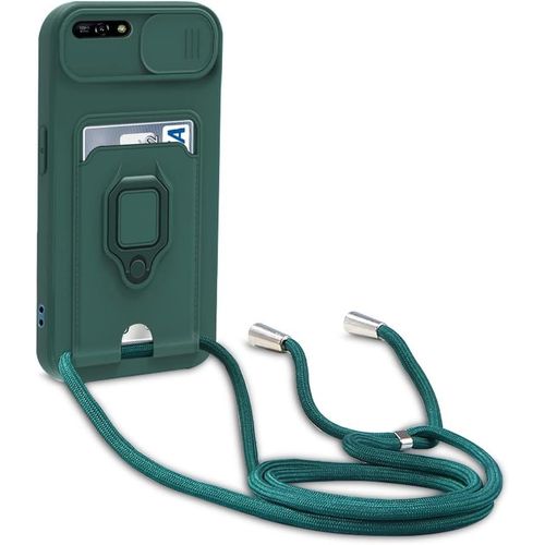 Cordon De Coque Compatible Avec Huawei Y6 2018/Honor 7a, Collier Pour Etui Colliers De Cellulaire, Silicone Cover Protection De La Camera Etui Lanyard Case-Vert Fonce