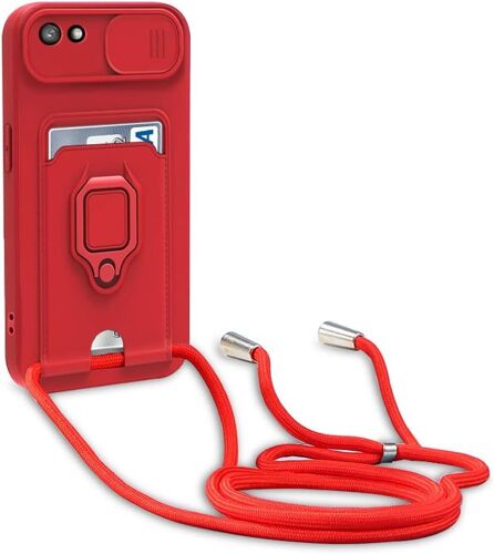 Cordon De Coque Compatible Avec Huawei Y5 2018/Honor 7s, Collier Pour ¿¿Tui Colliers De Cellulaire, Silicone Cover Protection De La Cam¿¿Ra ¿¿Tui Lanyard Case-Rouge