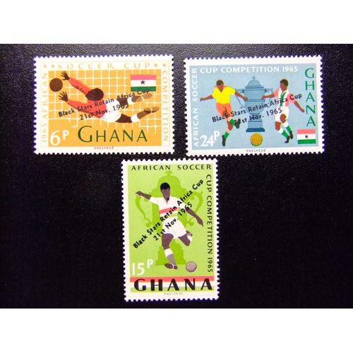 Ghana 1966 Victoire Dans La Coupe Africaine De Football Yv 233/35 **Mnh Surchargés