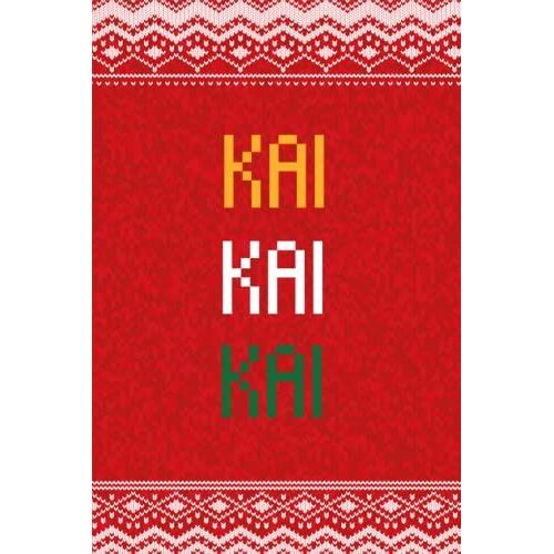 Kai: Personalized Writing Journal For Men Christmas Themed, Multi Colored (Custom Name Journal, Blank Journal, Write In Notebook, Knitted Pattern) Of Size 6x9 100 Pages For Kai