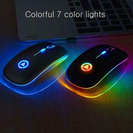 Souris Sans Fil Optique Ultra Mince Wireless Gaming 2.4ghz RGB USB Ordinateur - Noir