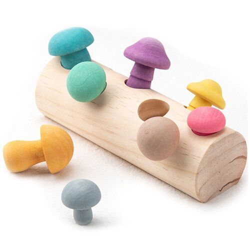 Jouets Éducatifs Montessori Avec Blocs En Bois À Assembler Pour Bébé, Jeu De Cueillette De Champignons Arc-En-Ciel, Forme De Développement