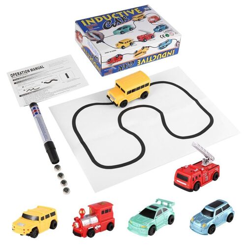 Voiture À Induction Pour Enfants, Stylo Magique Éclairé, Jouet, Train, Réservoir, Lignes De Dessin, Rail À Induction, Voiture Pour Enfants