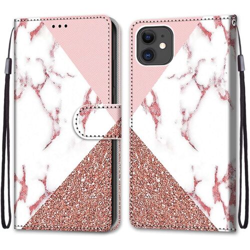 Coque Cuir Pour Iphone 11 (2019) 6.1-Inch, 360 Degres Silicone Antichoc Magnetique Housse Mignon Motif Joli Flip Case Pour Iphone 11 Etui Filles Femme Garcons - Marbre Rose