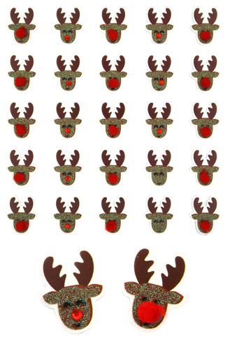 Stickers Noël Pailletés Renne Avec Pompons Et Strass