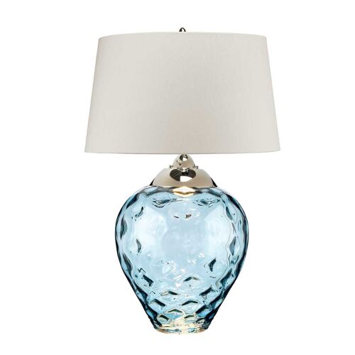Lampe De Table En Verre Soufflé, Bleue H: 78cm