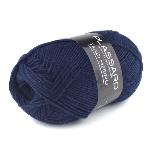 Laine Pull Tradi-Merino Plassard 27 Bleu Marine
