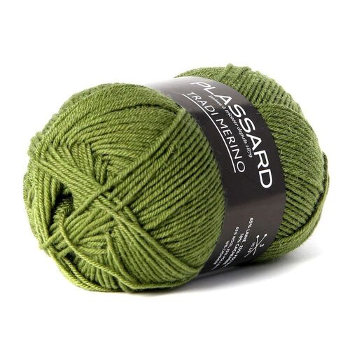 Laine Pull Tradi-Merino Plassard 75 Vert Olive