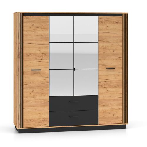 Armoire 4 portes 2 tiroirs stratifiés beige