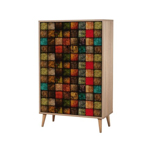 Buffet Effet Bois Beige, Multicolore 80x36 Cm