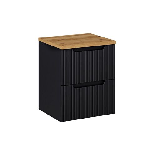 Meuble sous-vasque 2 tiroirs plan de toilette stratifiés noir et beige