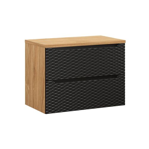 Meuble sous-vasque plan de toilette stratifiés noir et beige