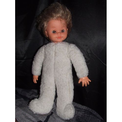 Poupee De Chiffon Tissu Tete Plastique Bella Blanche Blanc 35 Cm