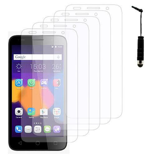 Lot / Pack De 5 Films Pour Alcatel Pixi 3 (4.5) 4.5" Protection D'écran Clear Transparent + Mini Stylet