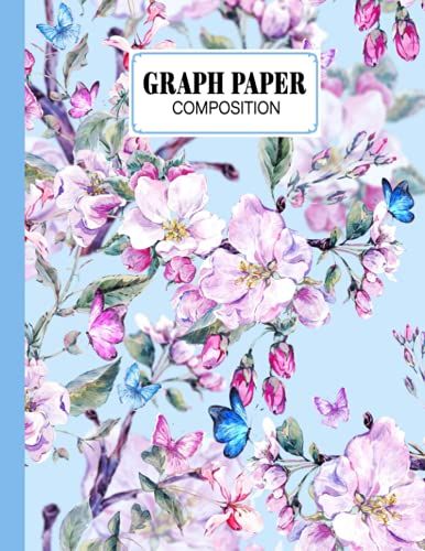 Graph Paper Composition Notebook: Grid Paper Notebook, Quad Ruled, 100 Sheets, Size 8.5" X 11" | Watercolor Florals Cover Design By Florian Benz