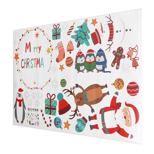 Autocollants de décoration de noël père noël Elk, papier peint de boutique, portes en verre, salons, centres commerciaux, fenêtre, Stickers muraux 2021