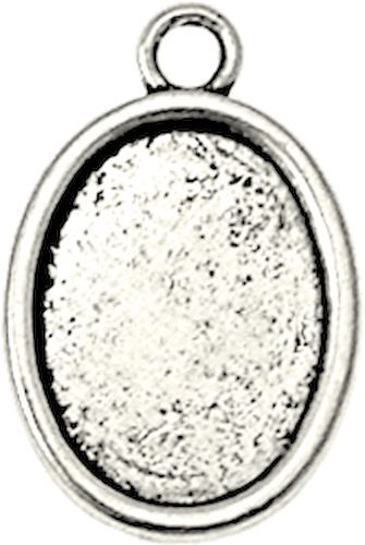 Médaillon En Métal Ovale Grand Modèle Argenté