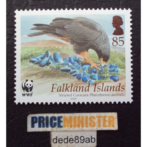 Royaume-Uni..  Falkland Islands 85 W.W.F. Oiseaux : Faucon Austral . Striated Caracara Phalcoboenus Australis.