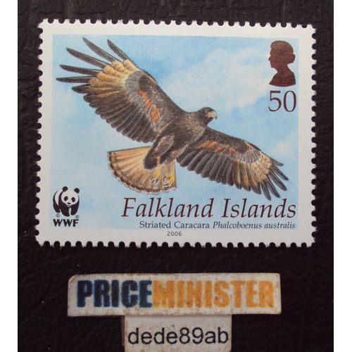 Royaume-Uni..  Falkland Islands 50 W.W.F. Oiseaux : Faucon Austral . Striated Caracara Phalcoboenus Australis.