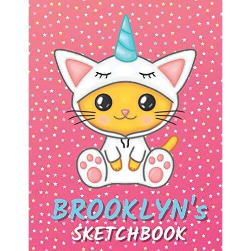 Brooklyn's Sketchbook: Cute Unicorn Personalized Notebook For Drawing, Writing, Doodling And Sketching Gift For Brooklyn