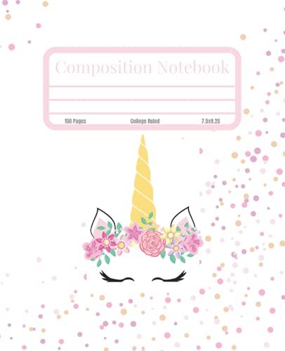 Composition Notebook: Unicorn Themed, 7.5x9.25, College Ruled, 150 Pages