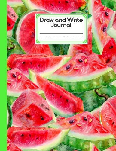 Draw And Write Journal: Watermelon Cover, Grades K-2, Primary Composition Half Page Lined Paper With Drawing Space (8.5" X 11" Notebook), Desgin By Herbert Heinrich