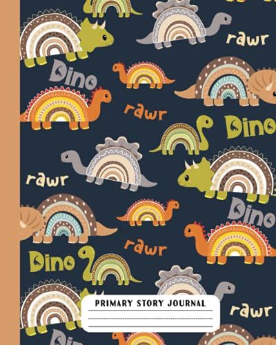 Primary Story Journal: Draw And Write Notebook With Picture Space For Grades K-2, Primary Writing Journal With Cute Dinosaur Pattern For Kids