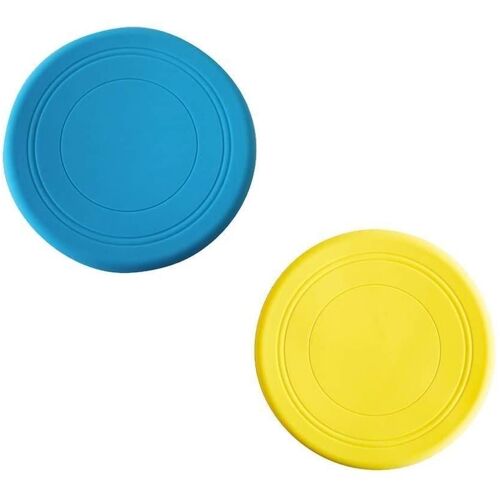 Frisbee couleurs aléatoires antidérapant jouet en silicone souple parents et enfants temps sports de plein air jouets pour animaux de compagnie 2 pièces