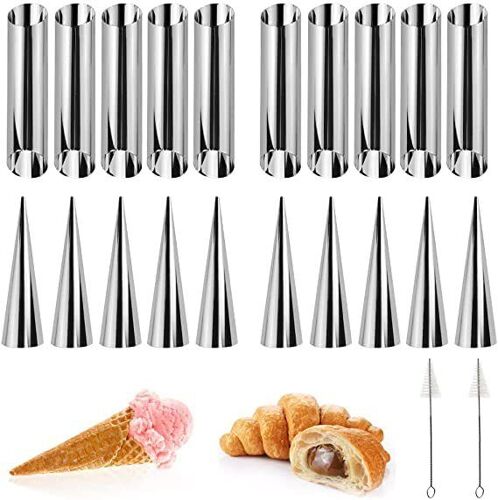 Ensemble De Moules À Croissants 22 Pièces Tubes Creux En Acier Inoxydable Pour Petits Pains Cannoli Convient Pour Les Croissants