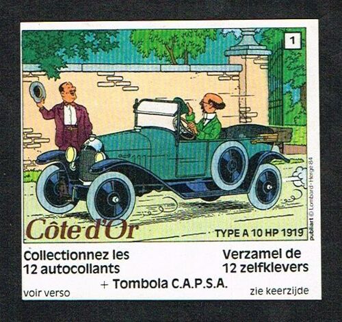 Tintin - Autocollant Côte D'or N° 1 - Hergé 1984.