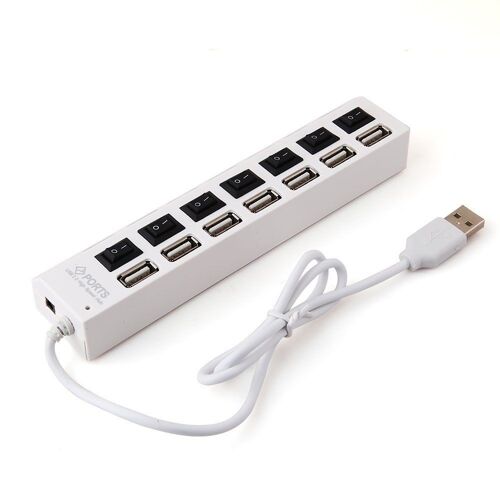 Hub 7 Port USB 2.0 highSpeed compatible avec Windows XP / Vista / 7 / 8, Mac OS, Linux etc BLANC