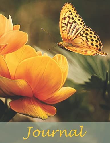 Journal: Yellow Roses And Butterfly Cover, 8.5x11, Lined, Numbered Pages, With Index At Front.