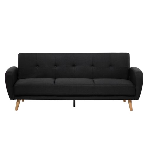 Canapé convertible 3 places en tissu noir FLORLI