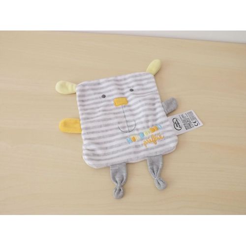 Doudou Lapin Jaune Gris Rayé Blanc Mon Doudou Preferé Mots D'enfants