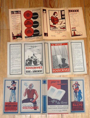 Lot De 3 Couvre-Livres, Cigarettes Celtique Et Balto, Souscrivez Aux Bons D'armement.