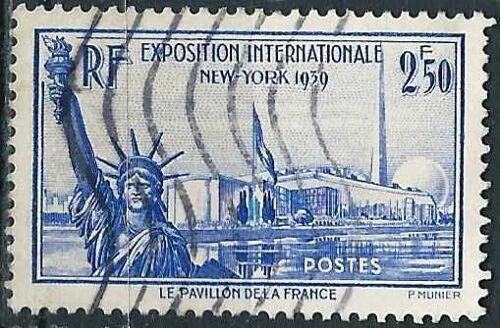 France 1940, Très Bel Exemplaire Yv. 458 - Exposition Internationale De New-York 1939 - 2ème Tirage ; 2.50 F. Bleu, Obli. Tbe