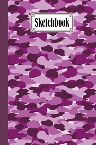 Sketchbook: Blank White Pages For Painting, Drawing, Writing, Sketching And Doodling, 120 Pages, Size 6" X 9" | Camouflage Purple Cover By Waltraud Hartung