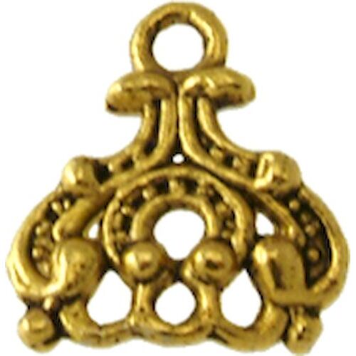 Breloque Pendentif Diviseur Orné 14mm Doré (10 Pièces)