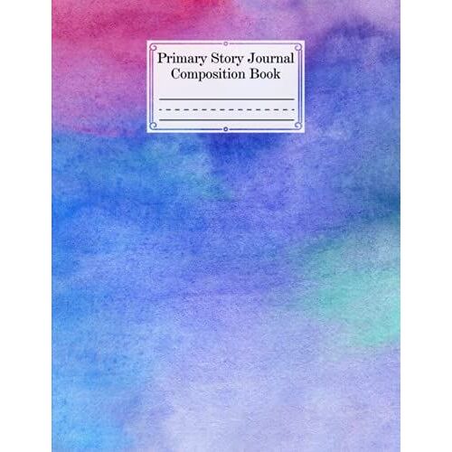 Primary Story Journal Composition Book: Rainbow Watercolor Cover | Handwriting Practice Notebook For Kids Boys And Girls, Blank Dotted Lined Notebooks, By Astrid Bode, Size 8.5" X 11", 120 Pages