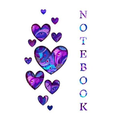 Notebook: Romantic Purple Peacock Hearts Ruled Notebook