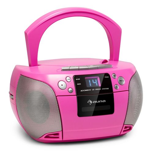 auna Harper CD Boombox Lecteur CD Cassette Bluetooth FM AUX USB