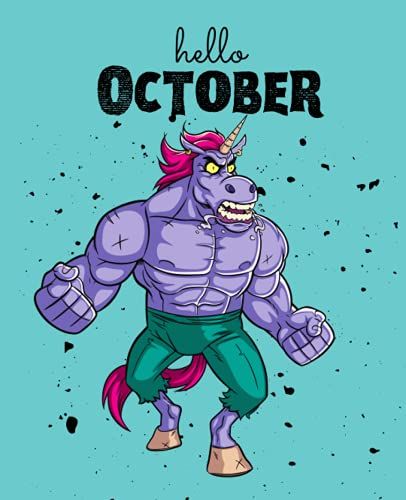 Hello October: Primary Story Journal - Halloween Notebook Journal Gift For Kids - Medium Sized, 7.5 X 9.25, 120 Pages, Write And Draw Journal For Unicorn Lovers