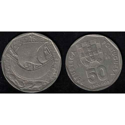 Portugal 1988 Pièce De Monnaie Coin 50 Escudos Voilier Rp140
