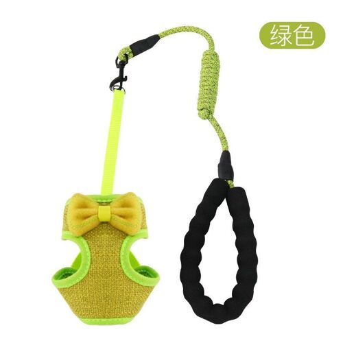 Harnais Et Laisse Pour Chats Et Chiens De Petite Taille, Corde En Plomb, Ajustable, Gilet En Maille Respirante, Avec Un Joli Noeud Papillon