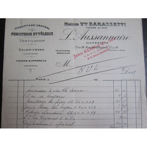 Lettre : Maison Barazetti/L. Aussannaire (Fumisterie-Tôlerie) (Années 40)